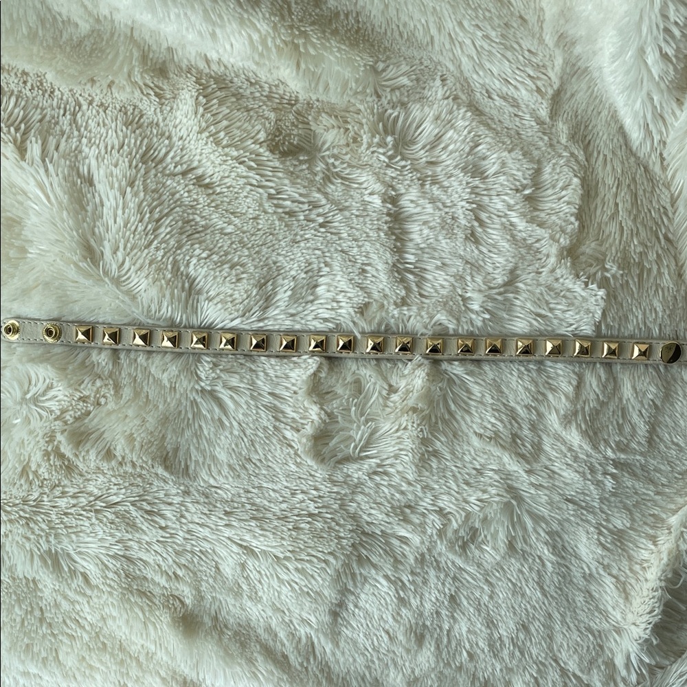 Vintage Rebecca Minkoff Cream Leather Gold Studded Neck Collar